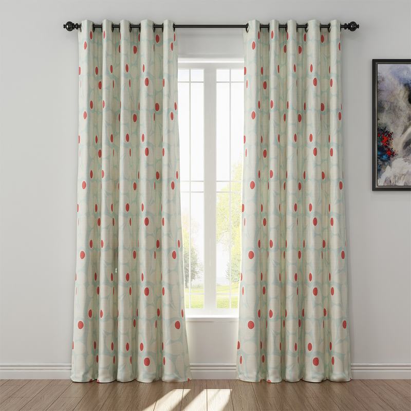 Abstract Print Polyester Linen Curtain Drapery PARROT