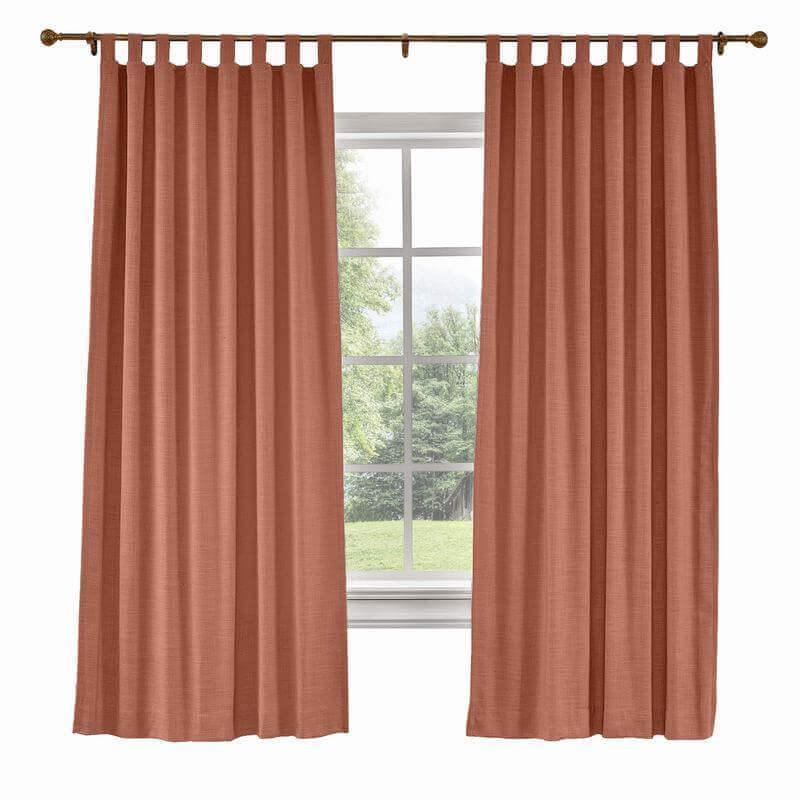 CUSTOM Liz Firebrick Polyester Linen Curtain Drapery with Lined