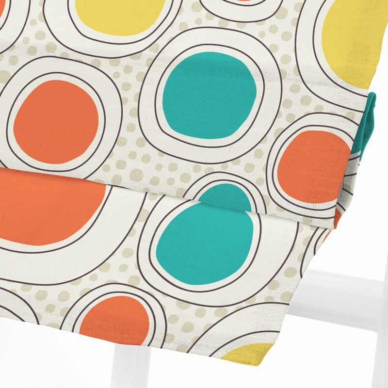 OLIVER Abstract Print Polyester Linen Room Darkening Roman Shade