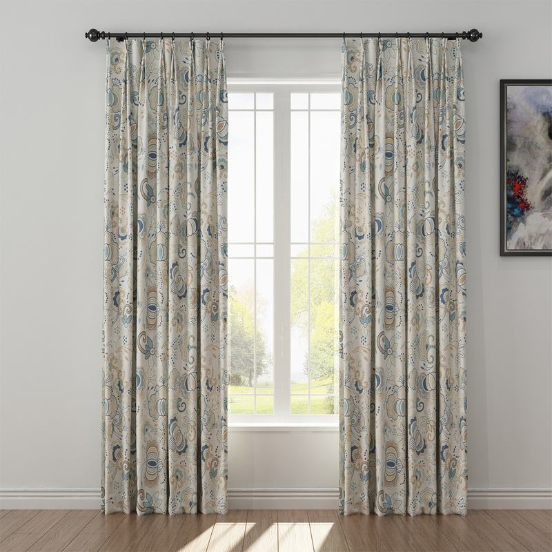 Paisleys Print Polyester Linen Curtain Drapery PALM