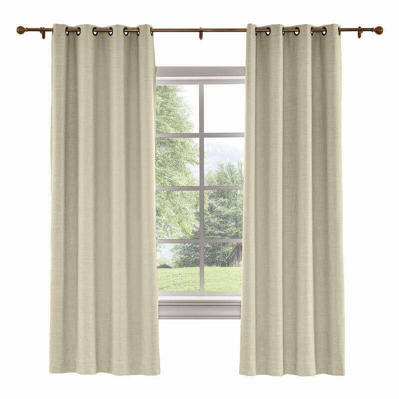 CUSTOM Liz Light Khaki Polyester Linen Curtain Drapery with Lined