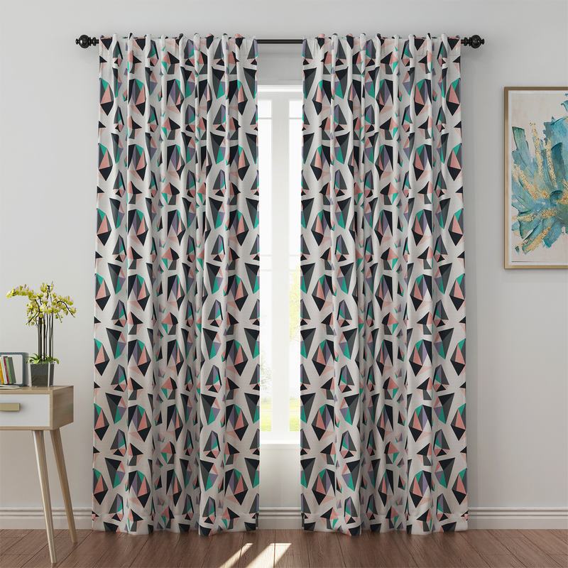 Abstract Print Polyester Linen Curtain Drapery JANE