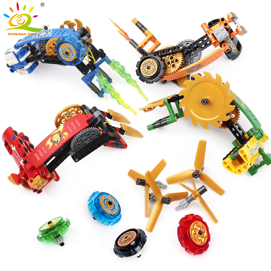114pcs DIY Beyblade Launcher Building Blocks Compatible Legoingly Technic Part Spinning Top Educational Toys for children Boy