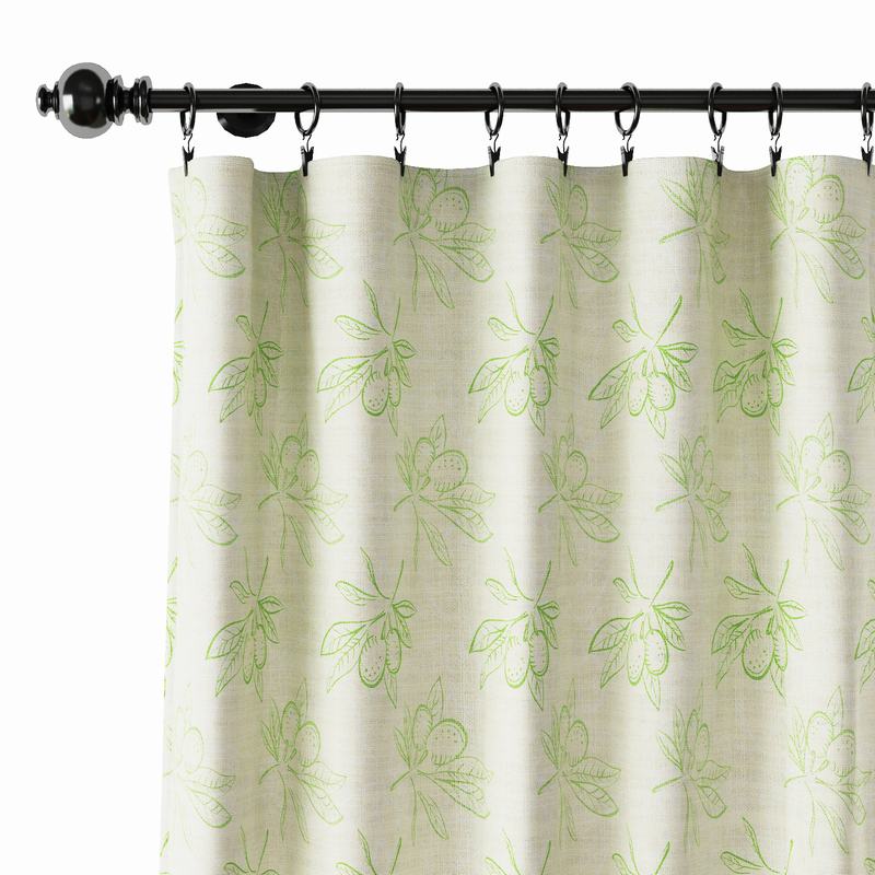 Nature Print Polyester Linen Curtain Drapery ATTICUS