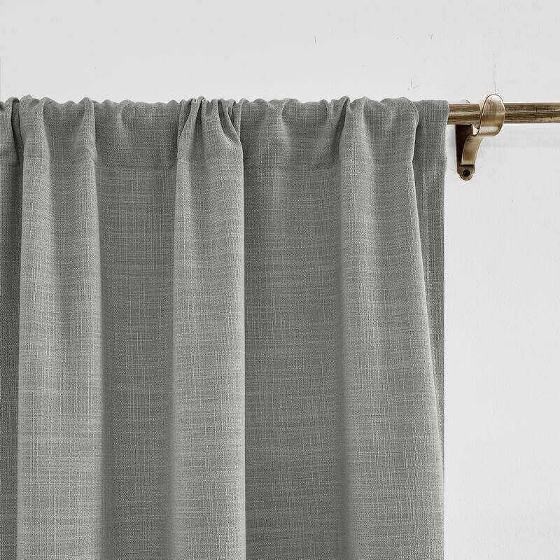 CUSTOM Liz Rock Grey Polyester Linen Window Curtain Drapery with Lined