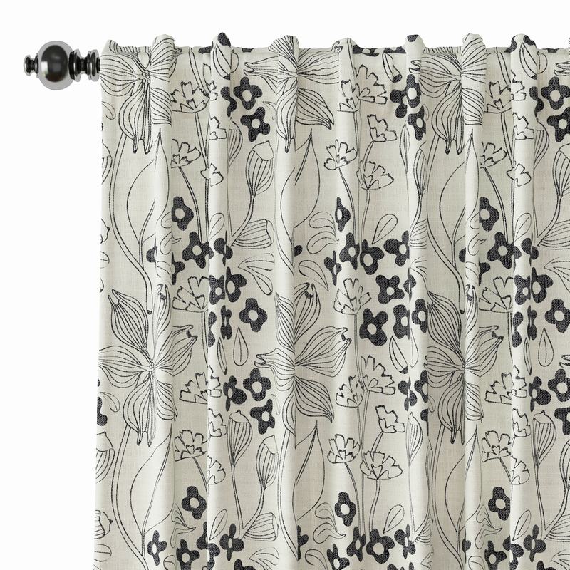 Floral Print Polyester Linen Curtain Drapery BAHAZHA
