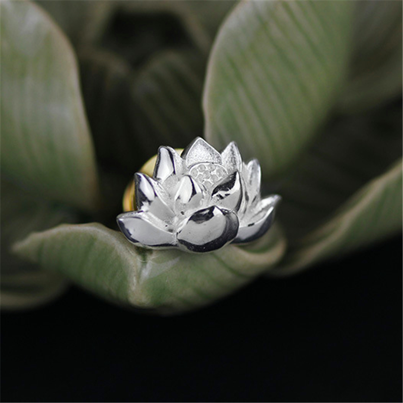 3.28 Elegant Lotus Flower Brooches Retro Vintage Style Women Accessories 2015 New Genuine 925 Sterling Silver Jewelry