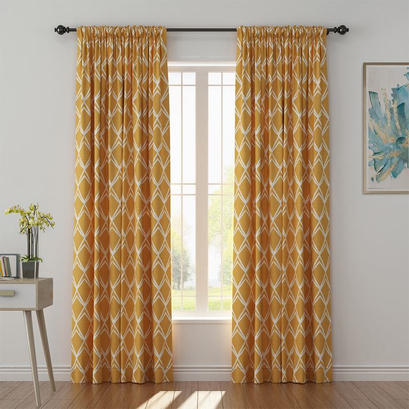 Geometric Print Polyester Linen Curtain Drapery LEO