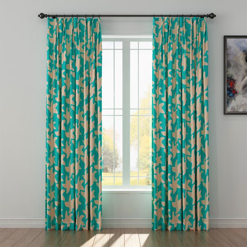 Abstract Print Polyester Linen Curtain Drapery JUEYE