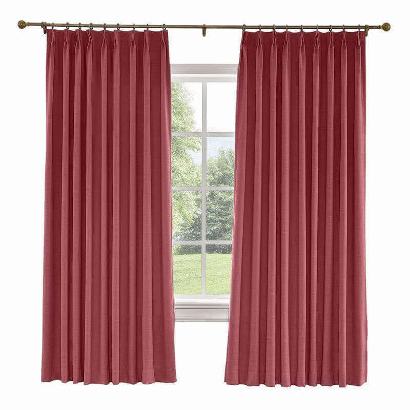 CUSTOM Liz Red Wine Polyester Linen Curtain Drapery with Lined