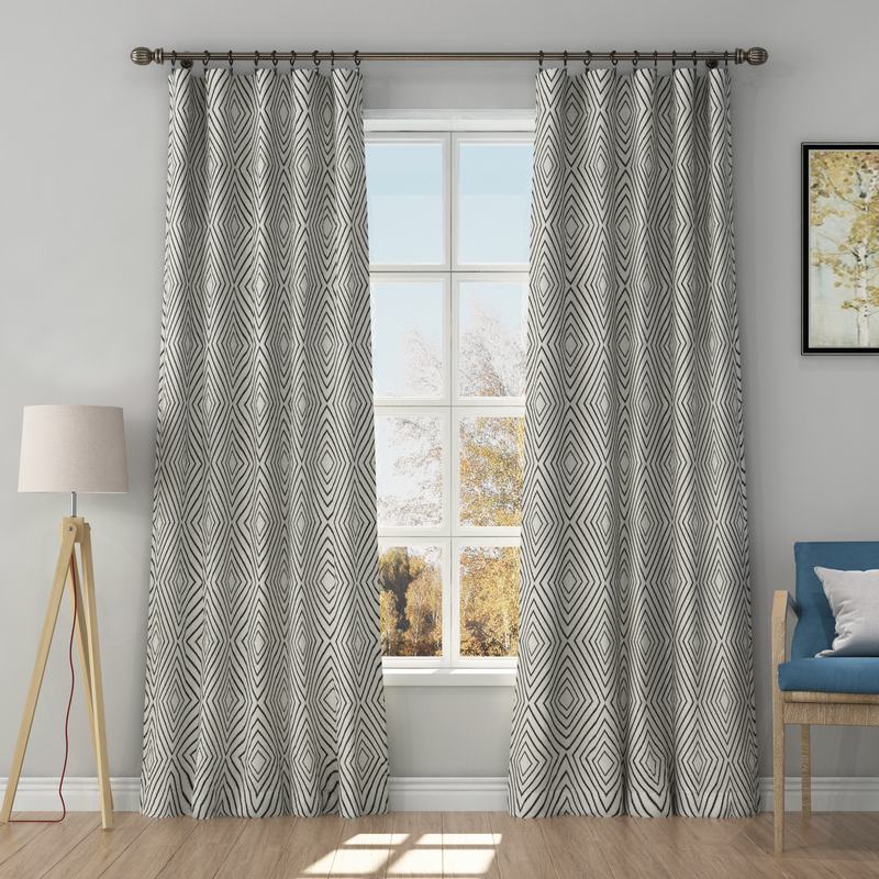 Solid Jacquard Diamond Curtain Drapery POSIE