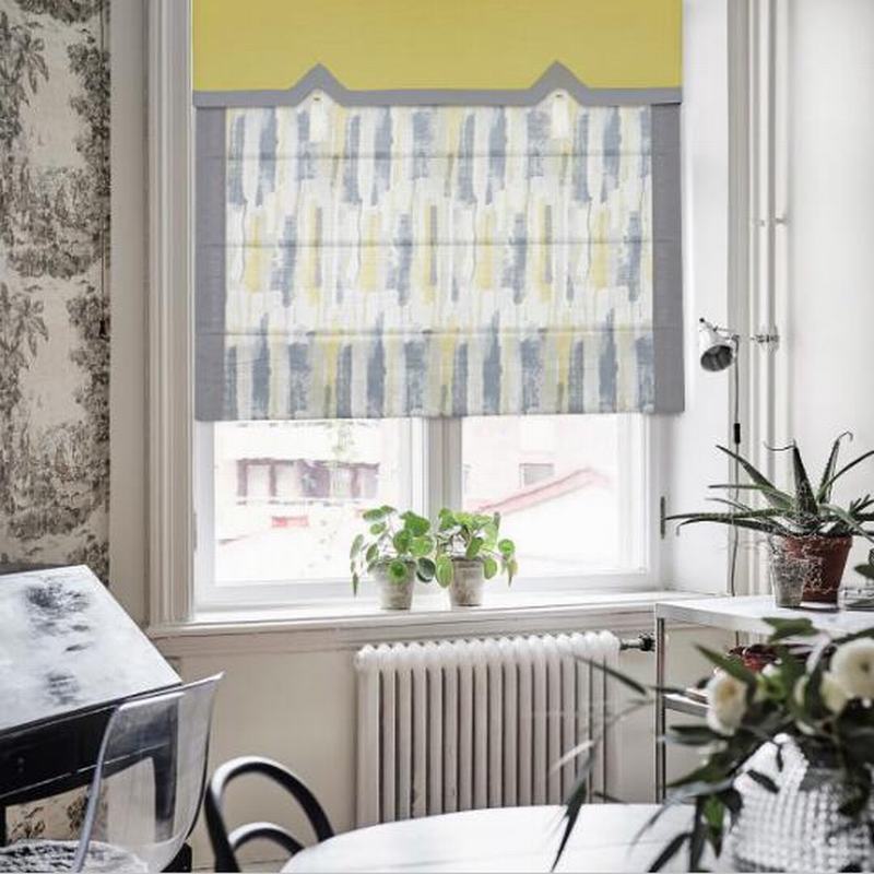 Print Polyester Roman Shade In Yellow