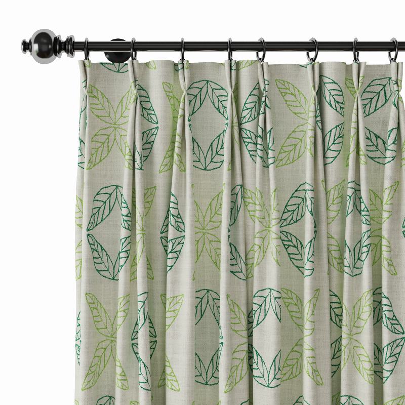 Nature Print Polyester Linen Curtain Drapery TUSCANY