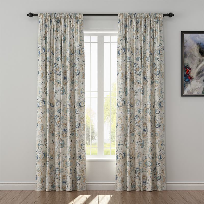 Paisleys Print Polyester Linen Curtain Drapery PALM