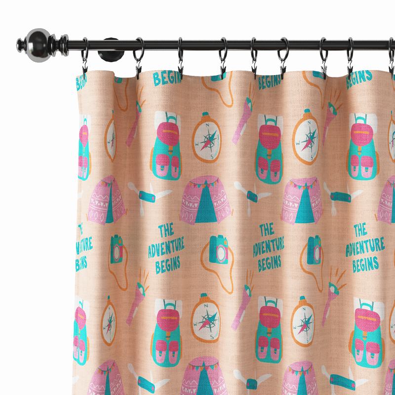Kids Print Polyester Linen Curtain Drapery SILAS