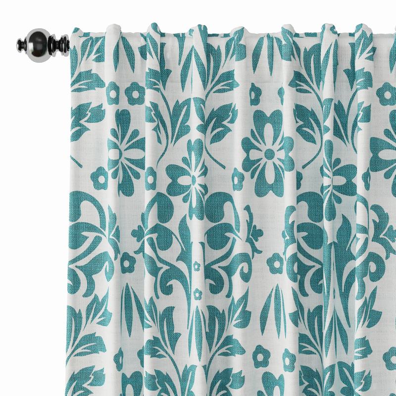 Nature Print Polyester Linen Curtain Drapery ARLO