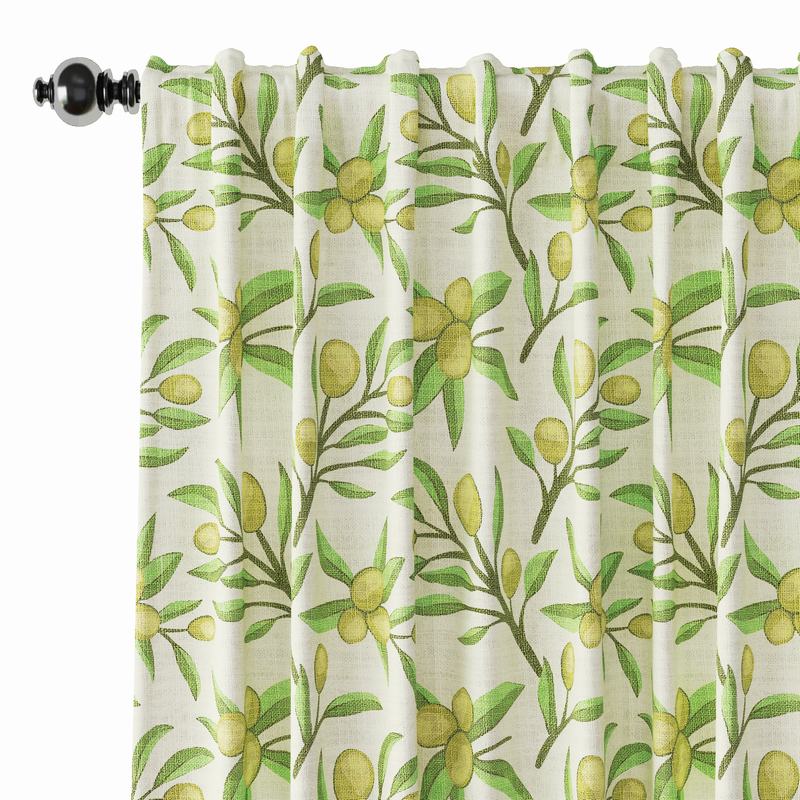 Nature Print Polyester Linen Curtain Drapery ASHER