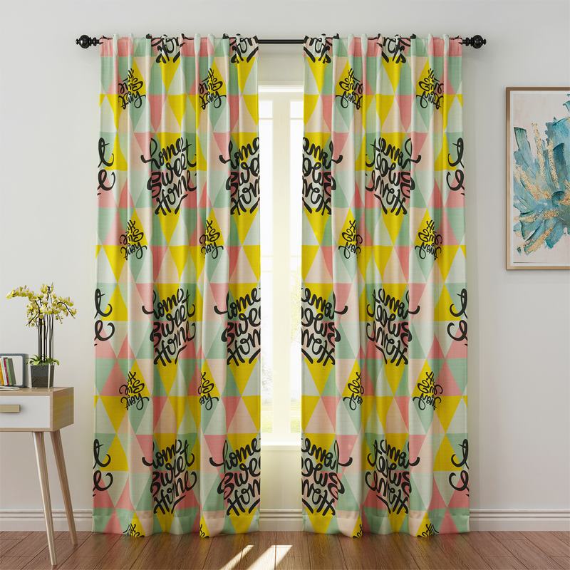 Abstract Print Polyester Linen Curtain Drapery MAISIE