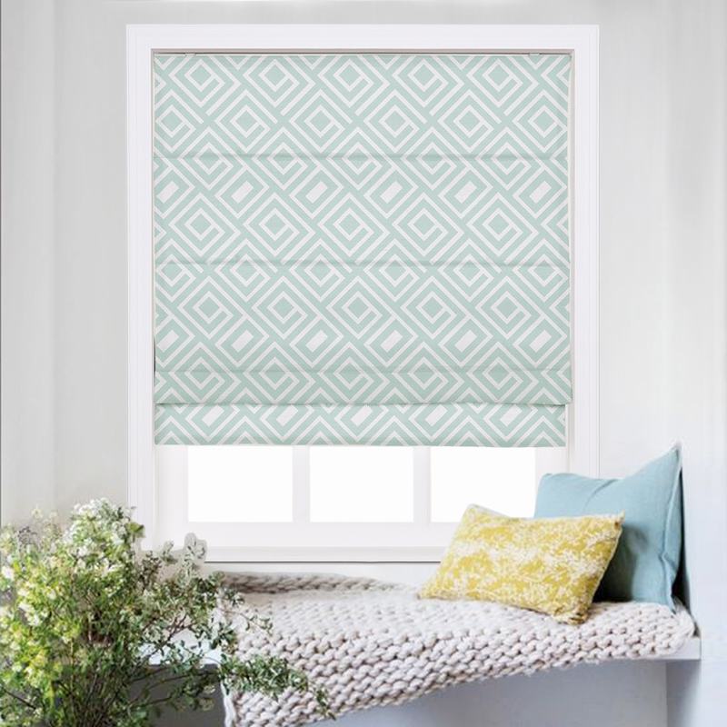 ATELIER Geometric Print Polyester Linen Roman Shade