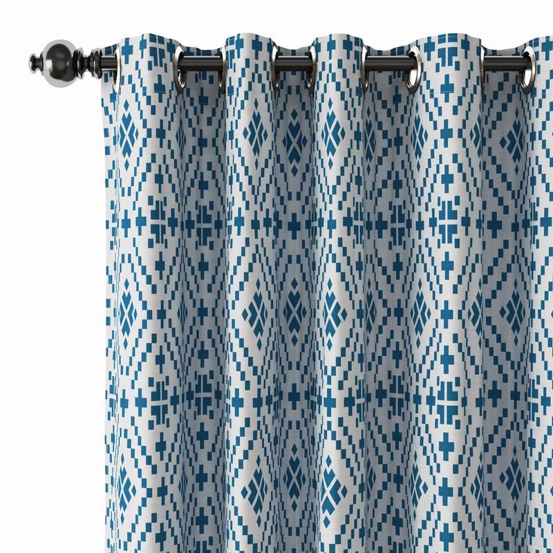 Geometric Print Polyester Linen Curtain Drapery OSCAR