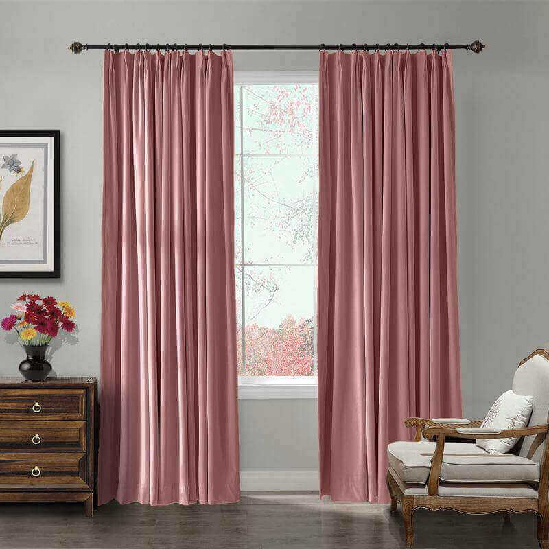 CUSTOM Birkin Coral Velvet Curtain Drapery With Lining For Traverse Rod Pole or Track