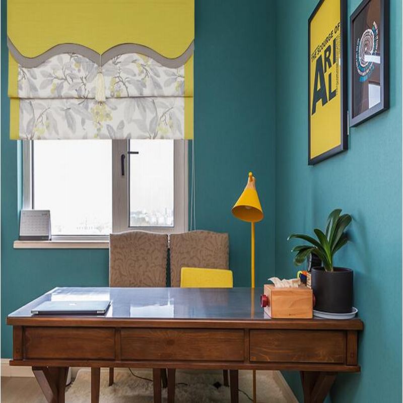 Print Polyester Roman Shade In Yellow