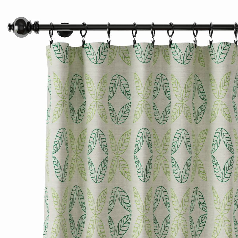 Nature Print Polyester Linen Curtain Drapery TUSCANY