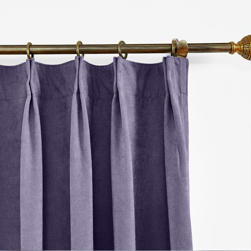 CUSTOM Kante Purple Polyester Cotton Drapery With Lining Curtains