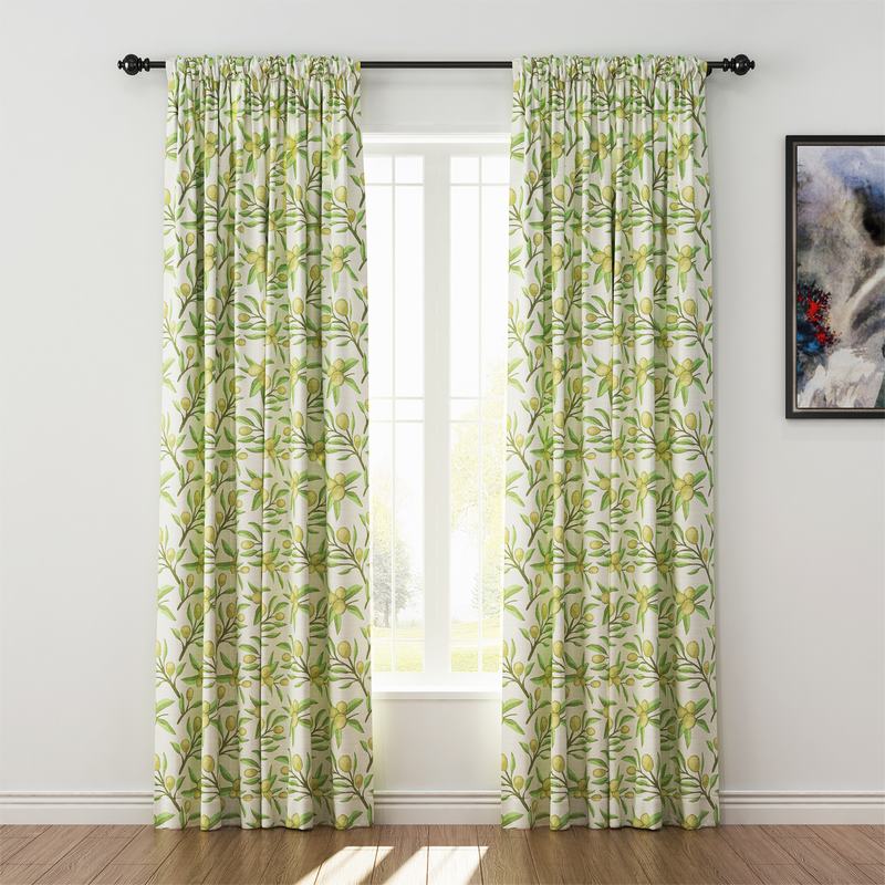 Nature Print Polyester Linen Curtain Drapery ASHER