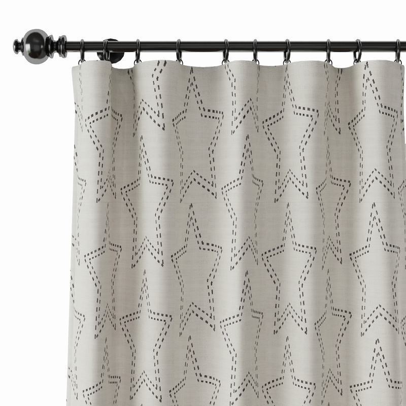Geometric Print Polyester Linen Curtain Drapery BAOBEI