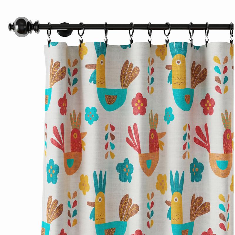 Animals Print Polyester Linen Curtain Drapery HARRY