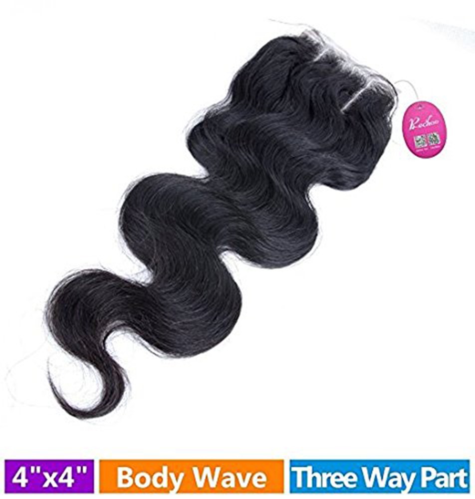 RECHOO 3 Bundles Brazilian Virgin Hair 300g With 4*4 3 Part Closure Body Wavy