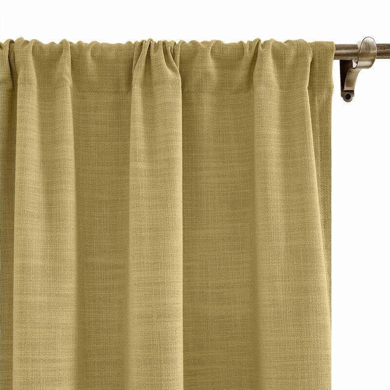 CUSTOM Liz Khaki Polyester Linen Curtain Drapery with Lined