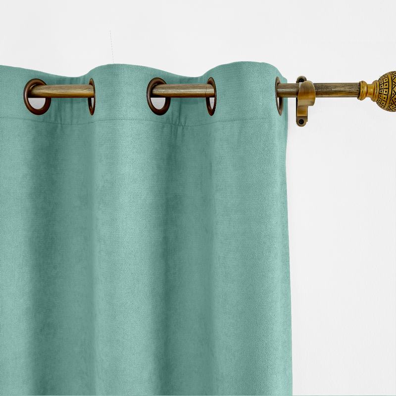 CUSTOM Kante Cadet Blue Polyester Cotton Drapery With Lining Curtains