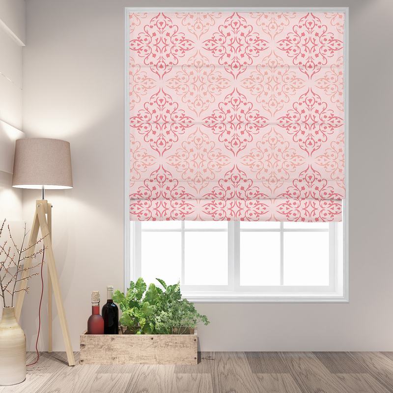 KRISTINE Geometric Print Polyester Linen Roman Shade