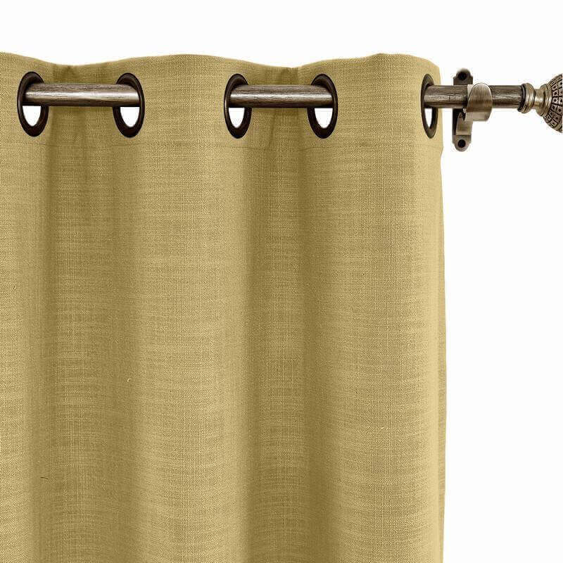 CUSTOM Liz Khaki Polyester Linen Curtain Drapery with Lined