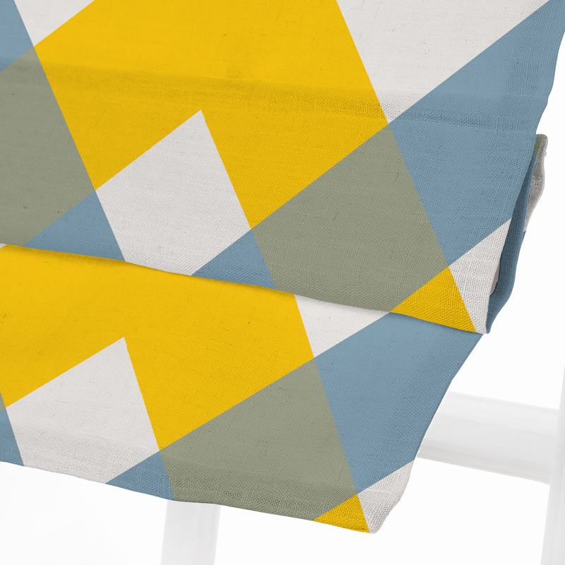 FOX Geometric Print Polyester Linen Roman Shade