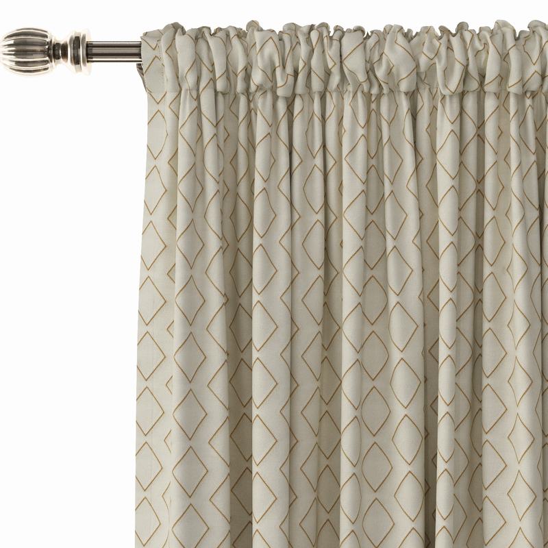 Solid Jacquard Diamond Curtain Drapery MAEVE
