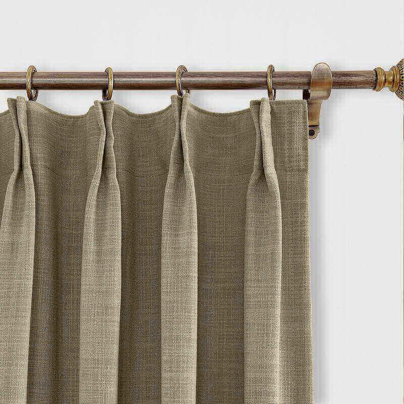 CUSTOM Liz Taupe Grey Polyester Linen Window Curtain Drapery with Lined