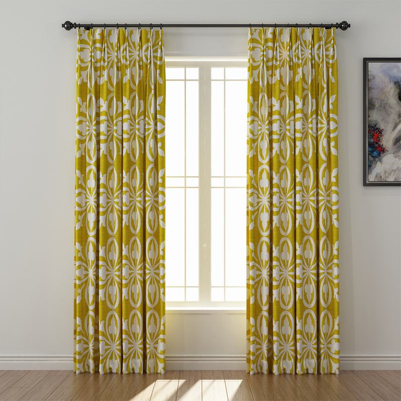 Abstract Print Polyester Linen Curtain Drapery YULAN