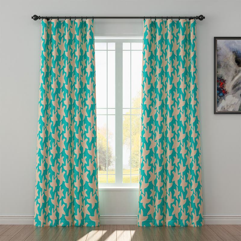 Abstract Print Polyester Linen Curtain Drapery JUEYE