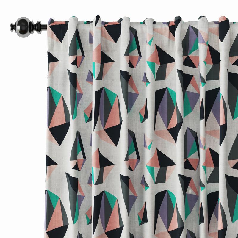 Abstract Print Polyester Linen Curtain Drapery JANE