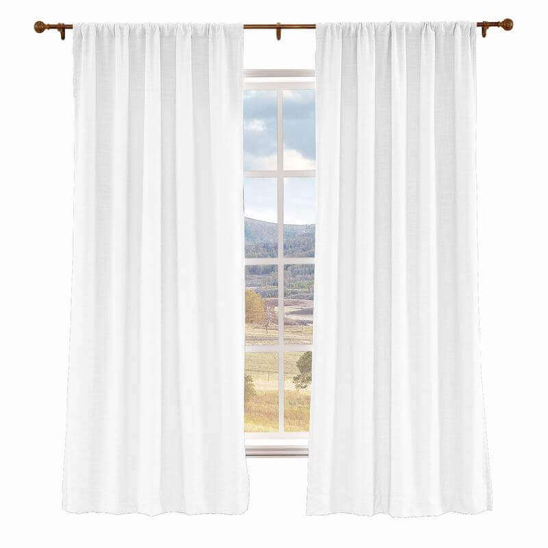 CUSTOM Liz Snow White Polyester Linen Curtain Drapery with Lined
