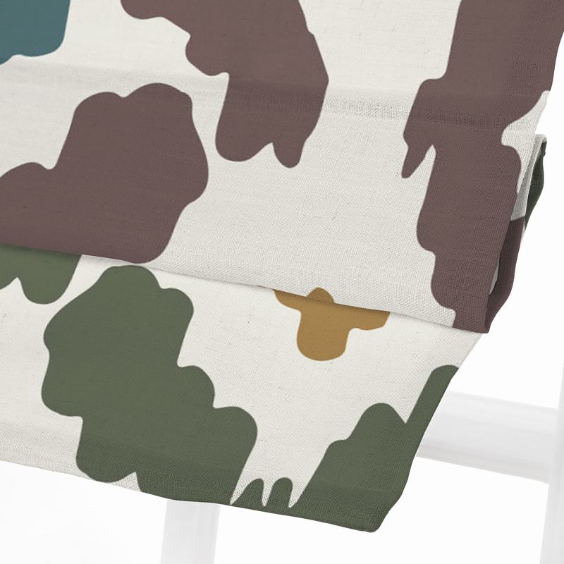 ARYAN Abstract Print Polyester Linen Room Darkening Roman Shade