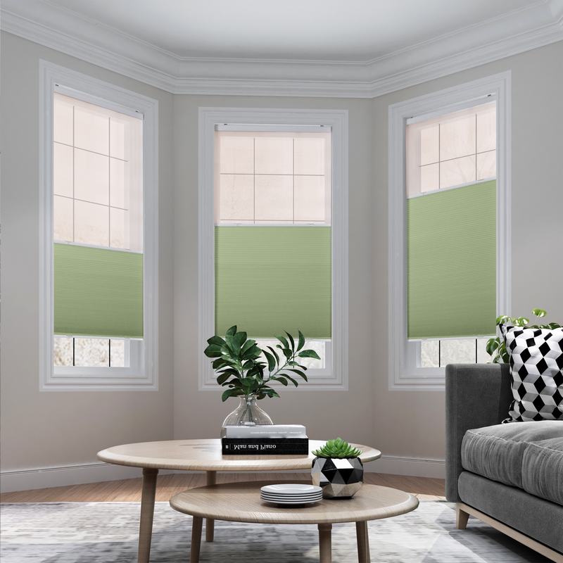 RAVEN Cordless Blackout TriShades Day/Night Honeycomb Shade with White Backing Pink Sheer