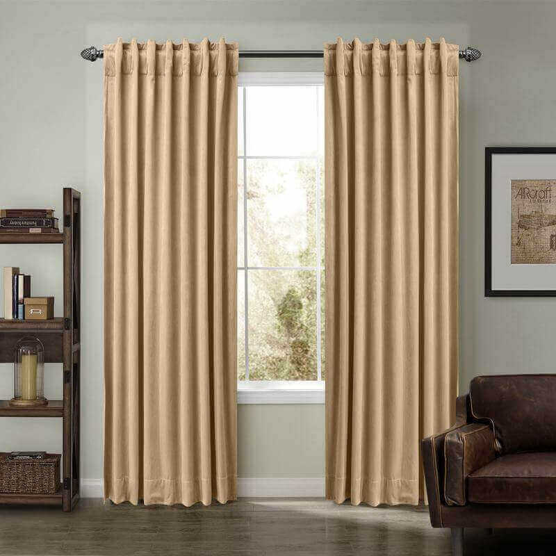 CUSTOM Birkin Kakhi Velvet Curtain Drapery With Lining For Traverse Rod Pole or Track