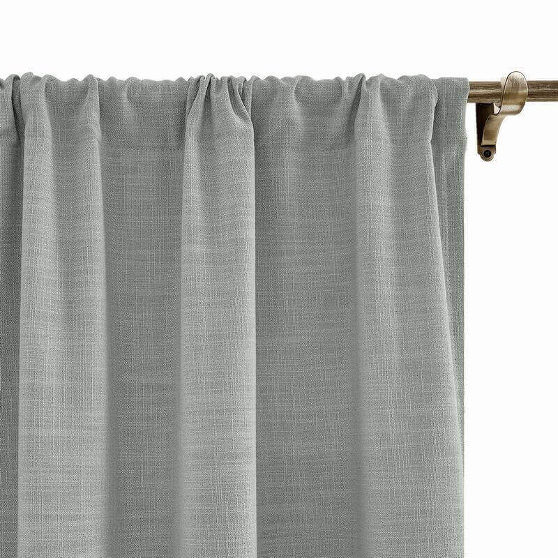 CUSTOM Liz Sand White Polyester Linen Curtain Drapery with Lined