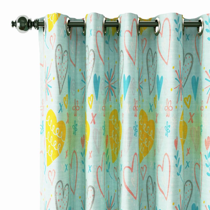 Kids Print Polyester Linen Curtain Drapery FINN
