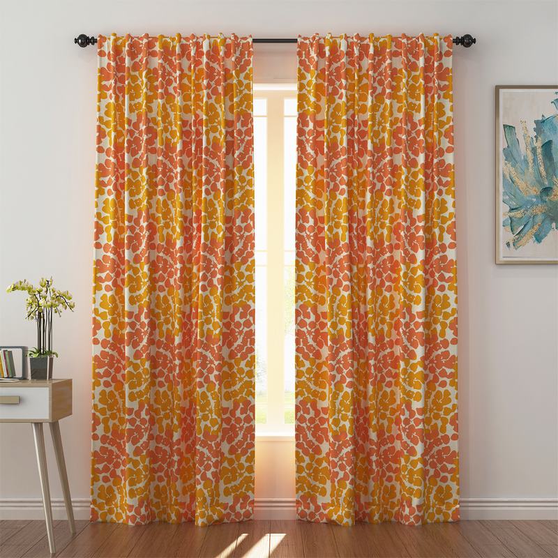 Abstract Print Polyester Linen Curtain Drapery ANNA
