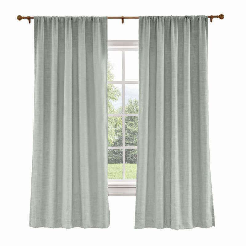CUSTOM Liz Sand White Polyester Linen Curtain Drapery with Lined